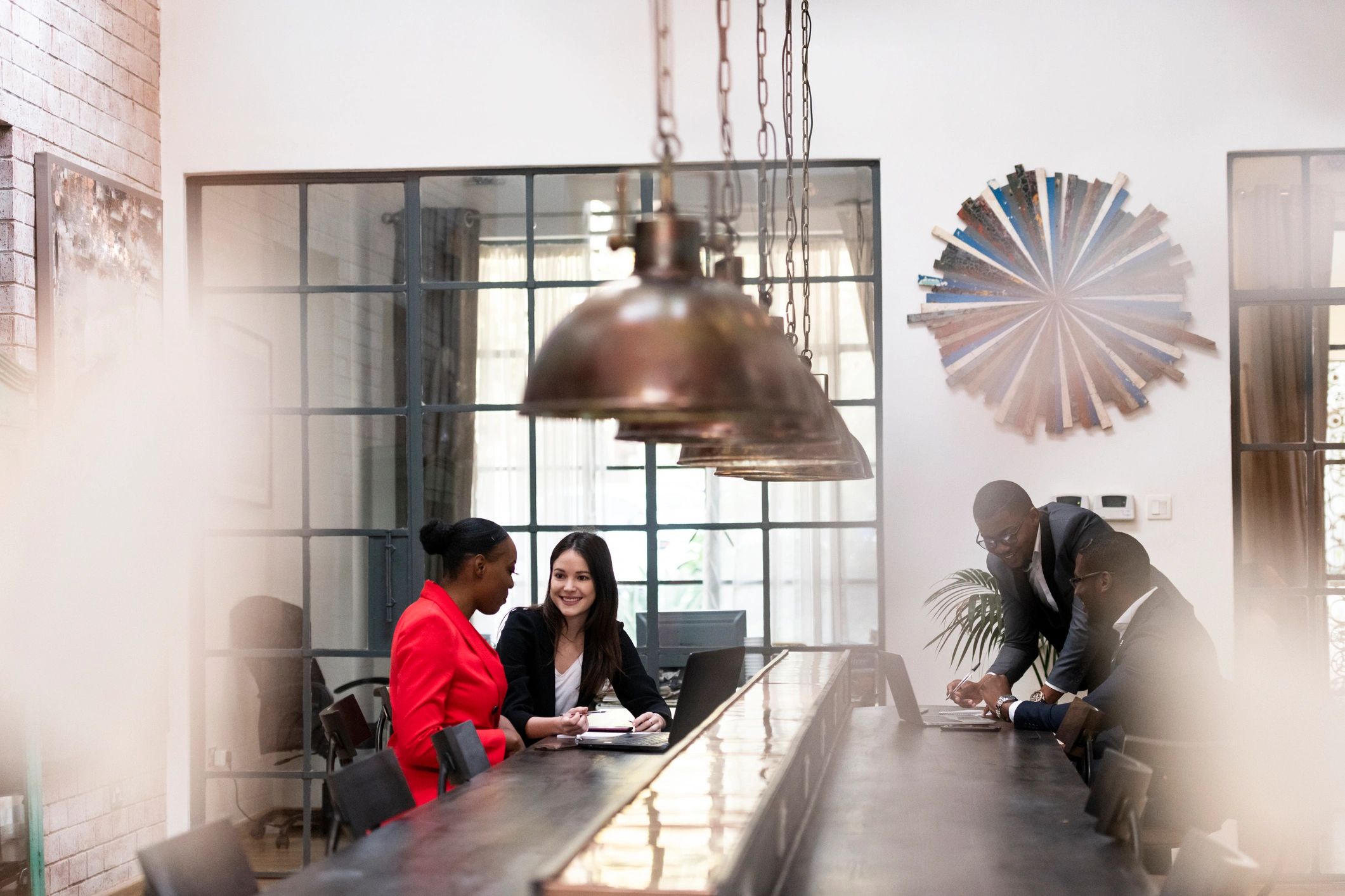 Business team collaborating in a conference centre