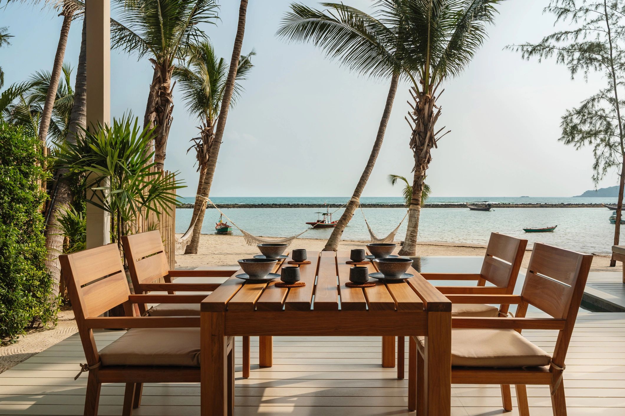 Outdoor dining area at a luxury villa